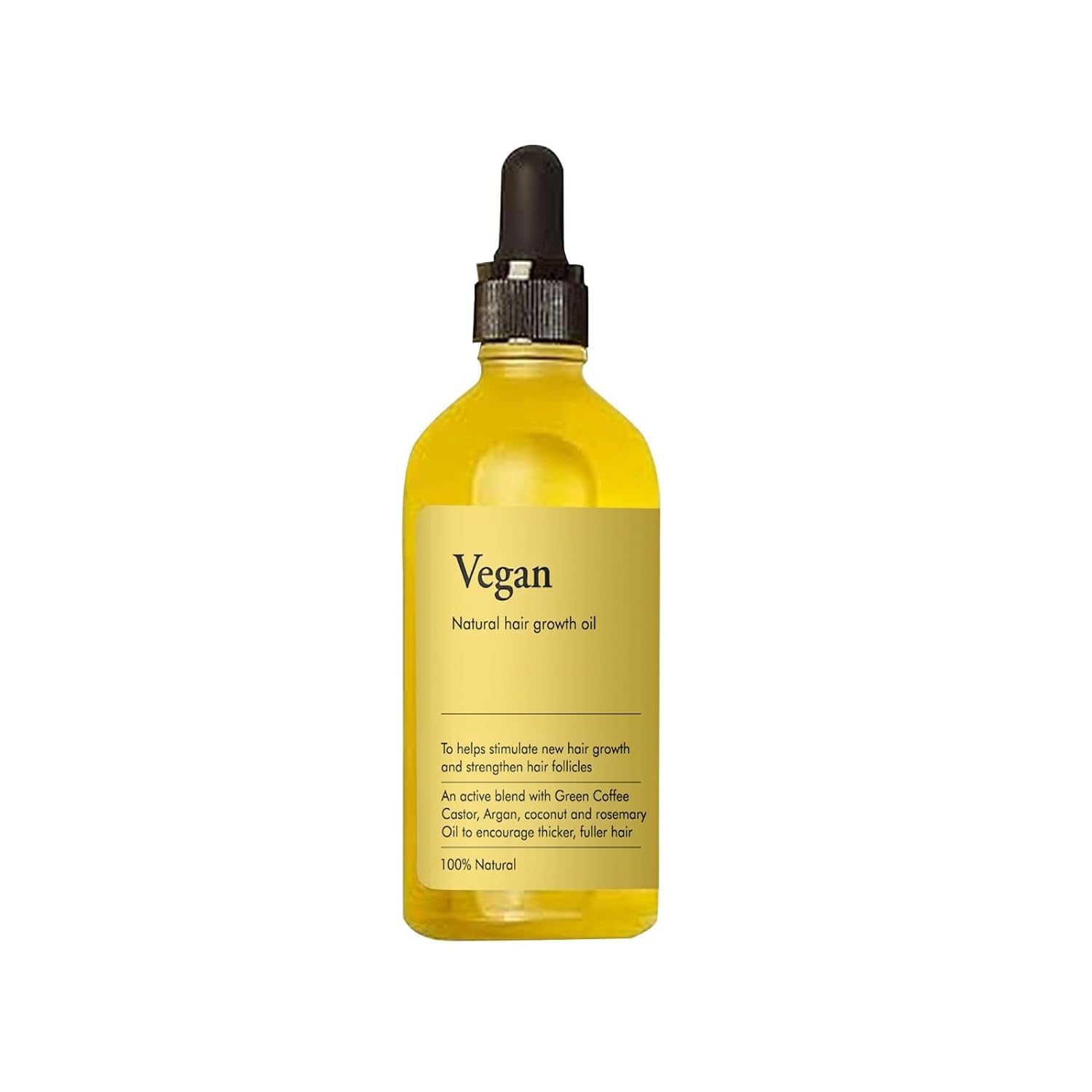 Plant-powered vegan hair oil made from natural ingredients like green coffee, castor oil, argan oil, coconut oil, and rosemary oil. Designed to promote thicker, healthier hair in just 30 days. 100% vegan and cruelty-free, formulated for deep nourishment and growth stimulation.